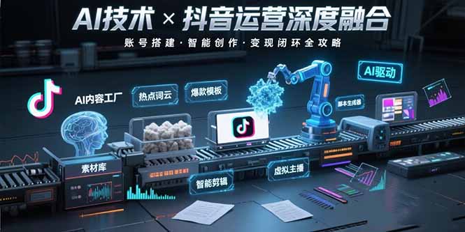 （15630期）AI技术与抖音运营的深度融合应用：涵盖账号搭建、内容创作、等_免费分享网络创业,副业,信息差项目的老牌资源整合平台！金铲子项目