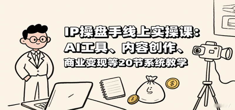IP操盘手线上实操课：AI工具、内容创作、商业等20节系统教学_免费分享网络创业,副业,信息差项目的老牌资源整合平台！金铲子项目